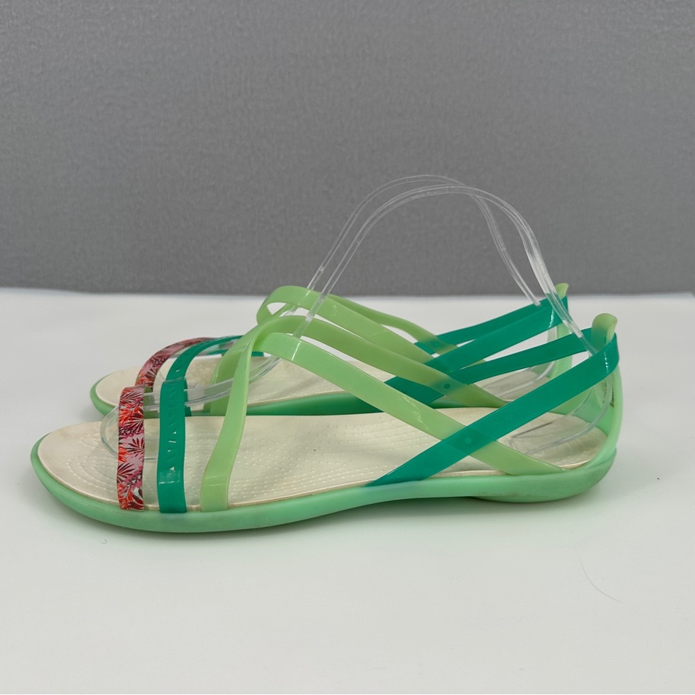 Crocs Isabella Strappy Jelly Slip On Sandals Womens 10 Green Flats Shoes 205150 - Picture 3 of 15